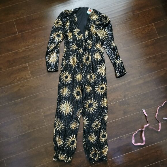 Farm Rio Sunny Mood Sequin Jumpsuit Women M Shimmer Glam Chic Party Flashy Disco - Picture 3 of 10